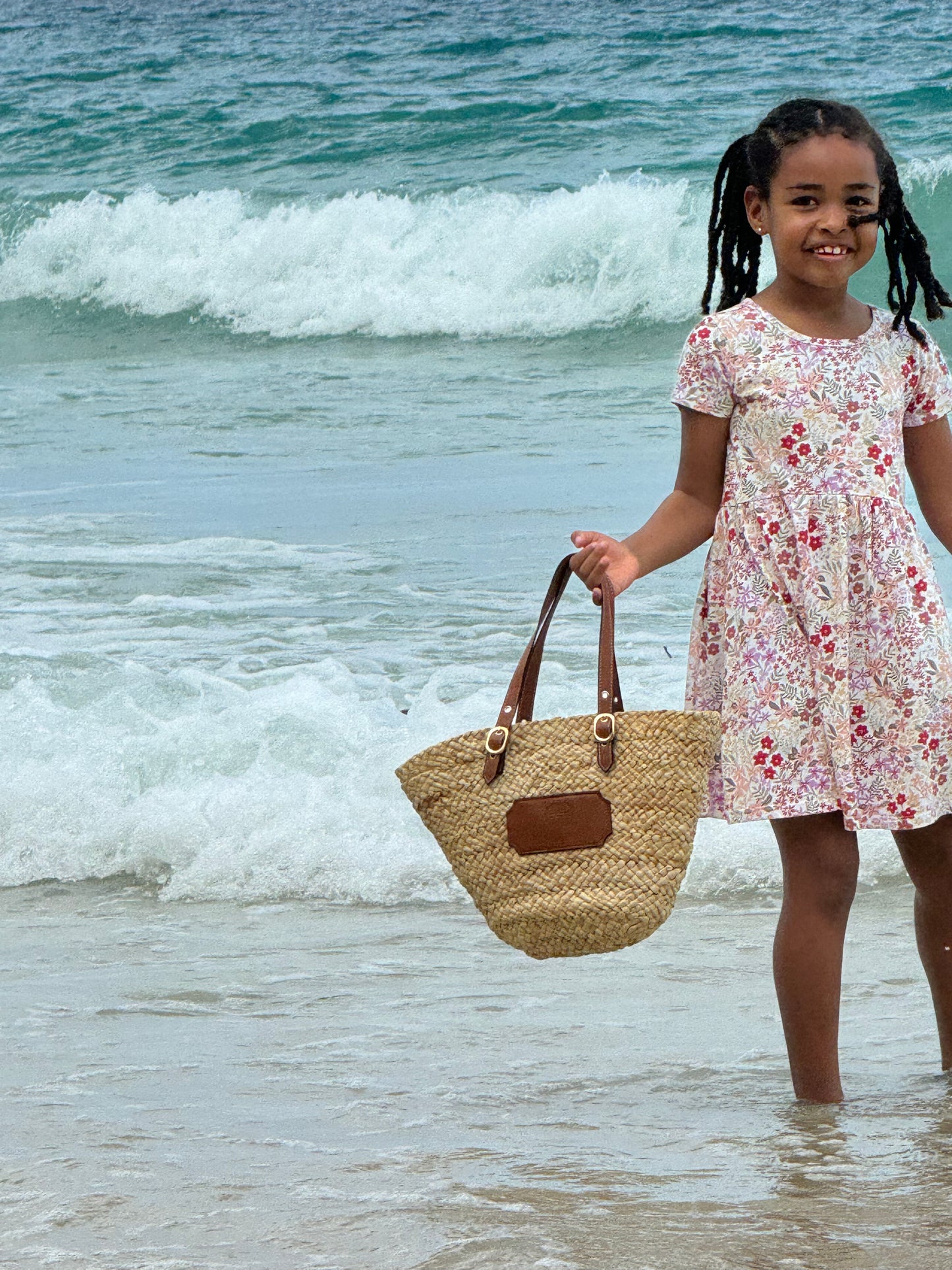 Logo-embossed Palm Leaf And Leather Medium Basket Bag