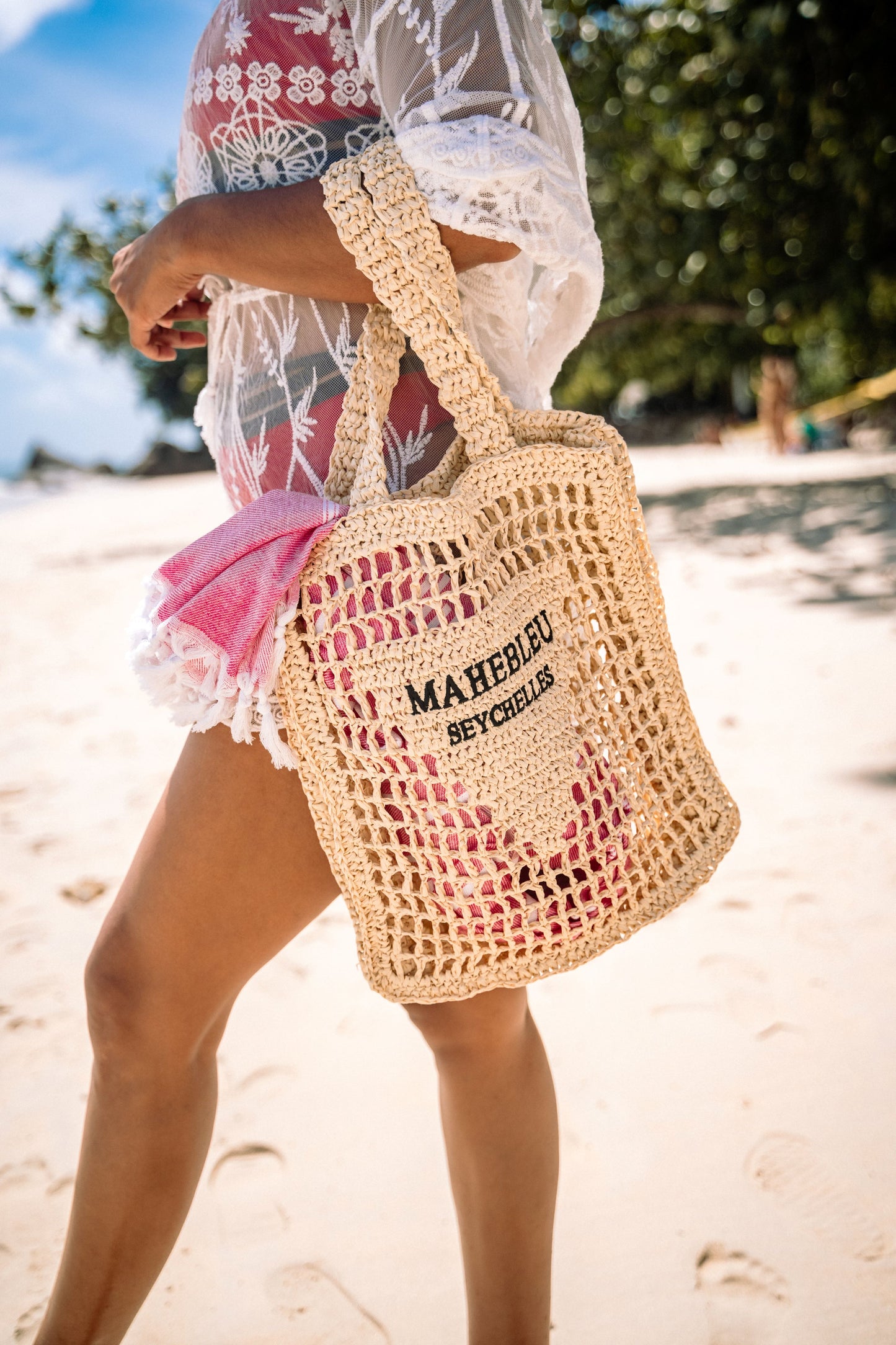 Seychelles Raffia Tote Bag - Beige