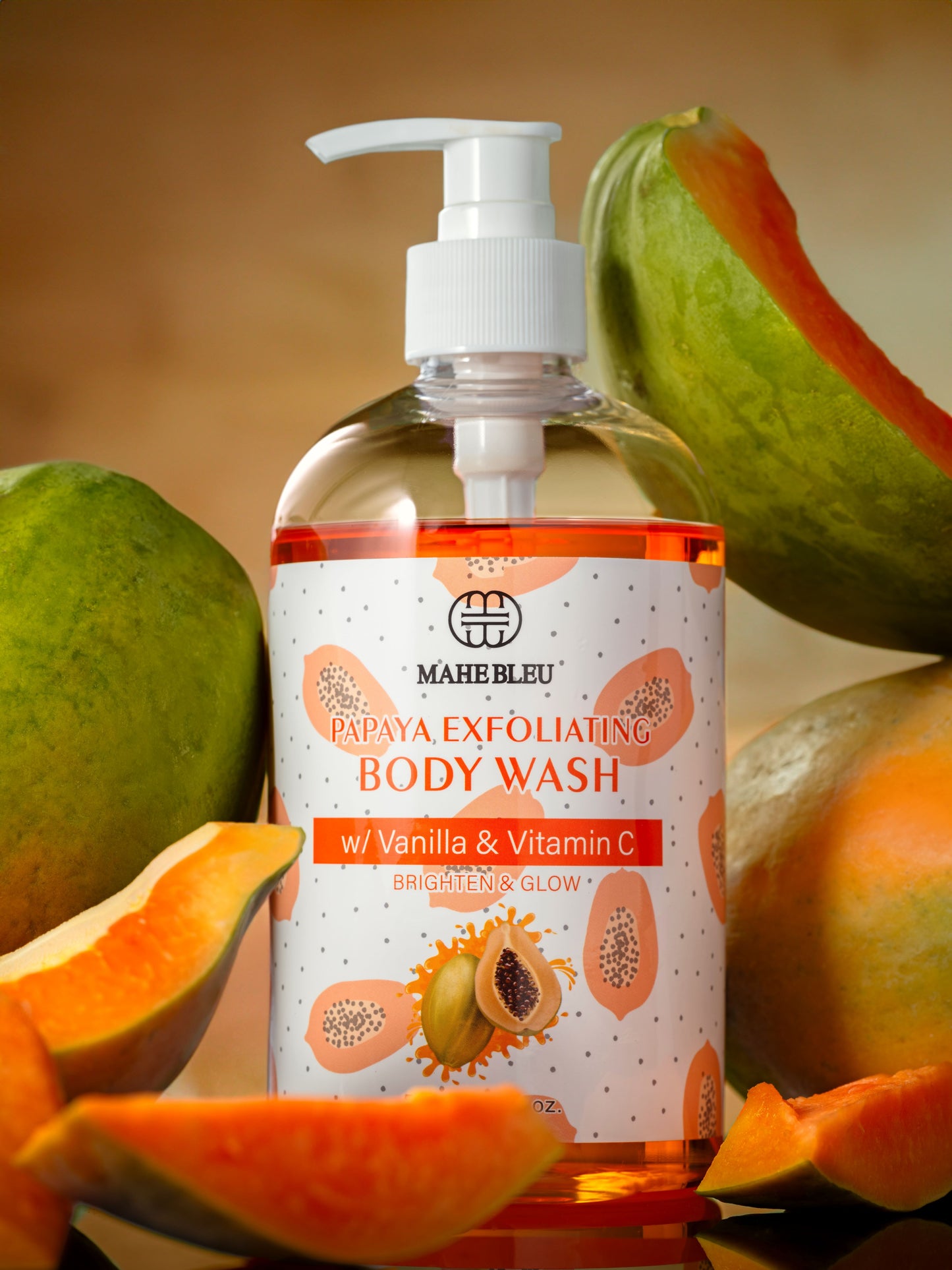 Papaya Exfoliating Body Wash w/ Vanilla & Vitamin C - Brighten & GLOW